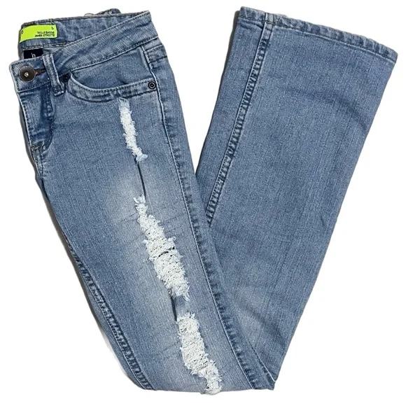 Low Rise Boot Cut Distressed Jeans - Picture 3 of 5